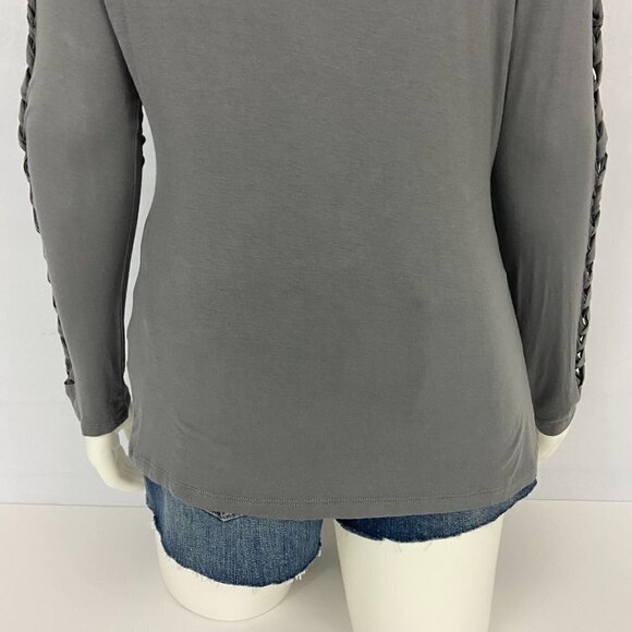 Venus Women's Cut Out Sleeve Detail Blouse Top Size L Grey V-Neck Strappy NWOT - Picture 7 of 9